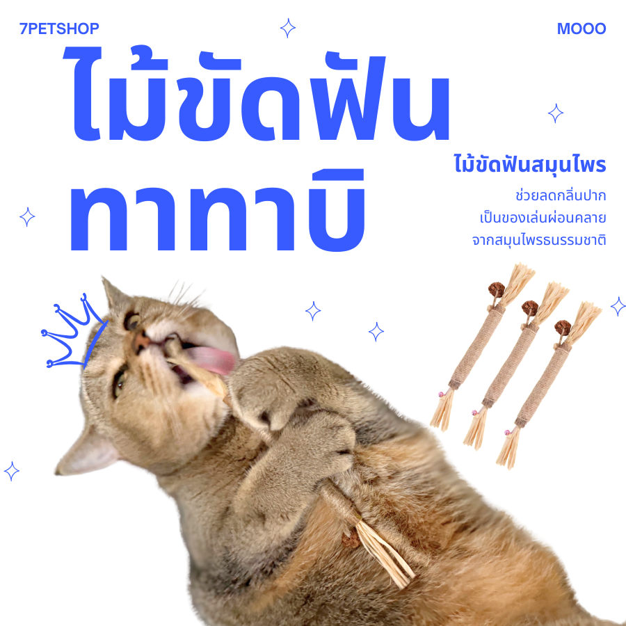MOOO ไม้ขัดฟัน ทาทาบิ ลดคราบหินปูนของเล่นแมว ทำให้ลมหายใจสดชื่น ผ่อนคลาย ผลิตภัณฑ์ที่เหมาะสำหรับแมวของคุณ