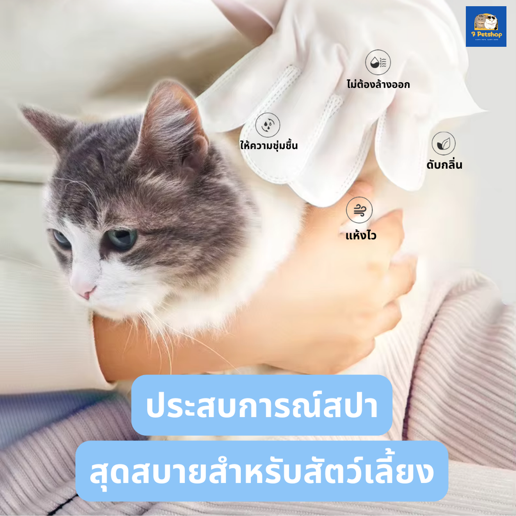 ถุงมือทำความสะอาดสำหรับสุนัขและแมว (Grooming Gloves)