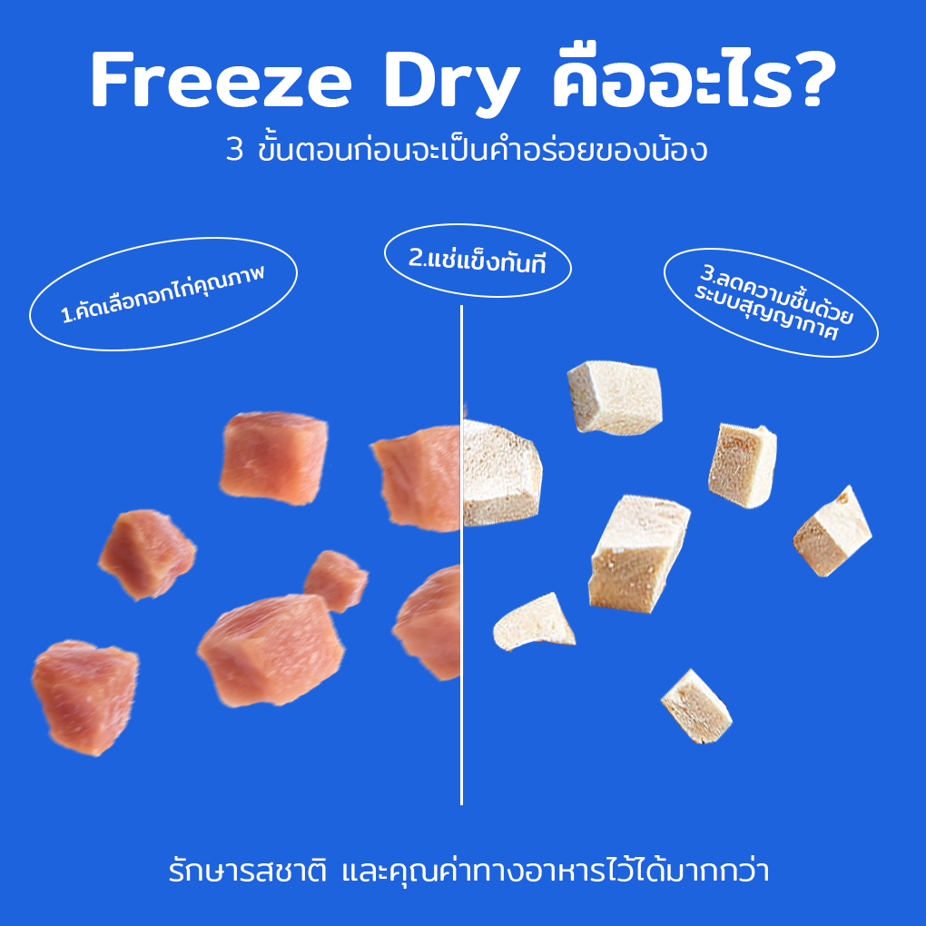 MOOO Freeze-Dried Chicken Breast อกไก่ฟรีซดราย 100% สำหรับสุนัขและแมว